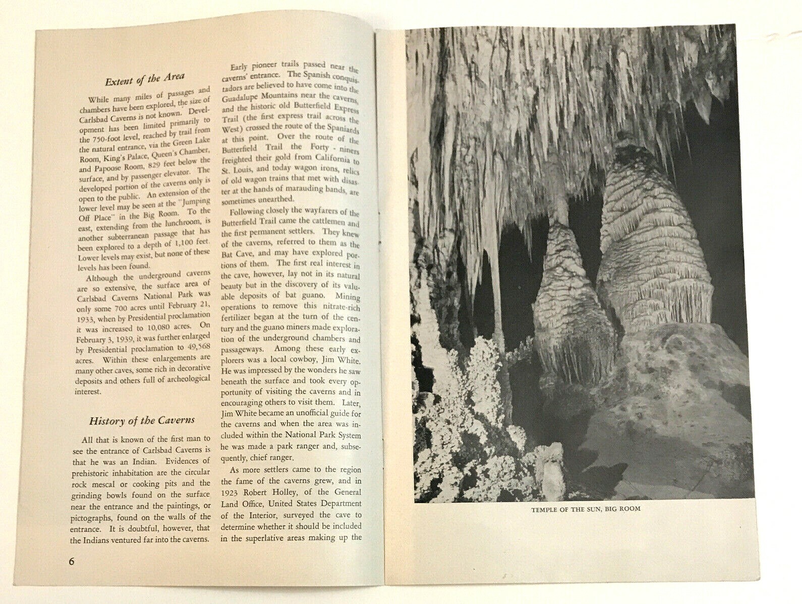 1949 Carlsbad Caverns National Park New Mexico Parks Service Brochure Map