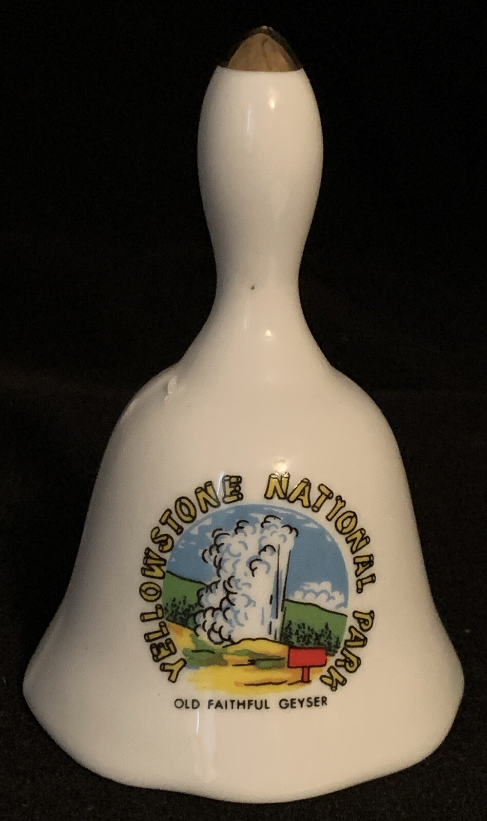 Yellowstone National Park Porcelain Bell Old Faithful Geyser Vintage Souvenir