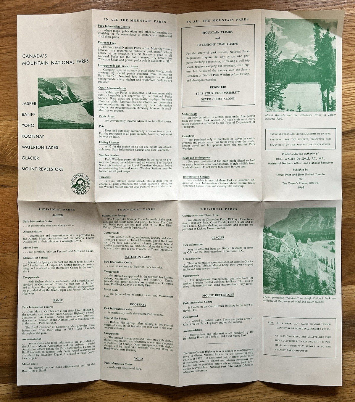 Canada’s Mountain National Parks – 1962 – Vintage Travel Brochure / Map