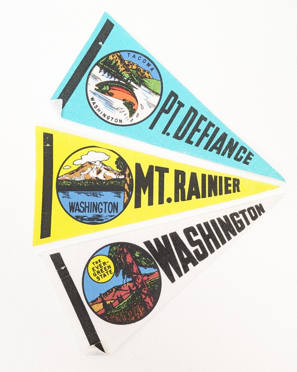 Vintage Washington State Mini Felt Souvenir Travel Pennants Lot Pt. Defiance