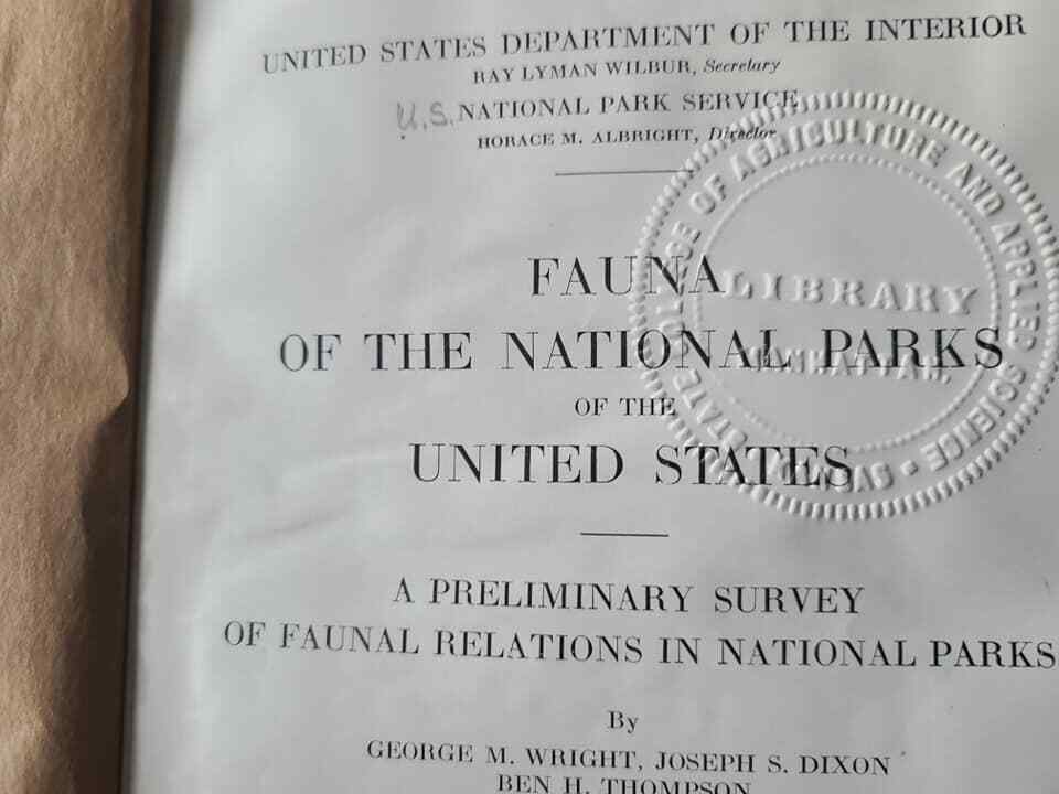 Fauna of the National Parks of the United States (1933) VINTAGE RARE Park Book