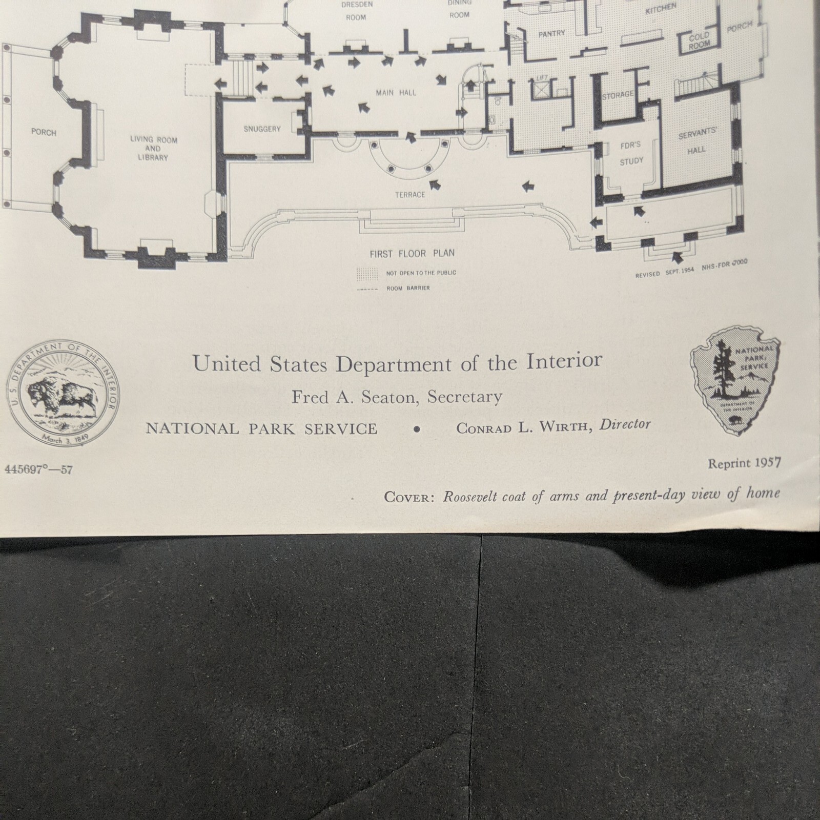 Vtg 1957 Home of Franklin D. Roosevelt National Historic Site Park Brochure FDR