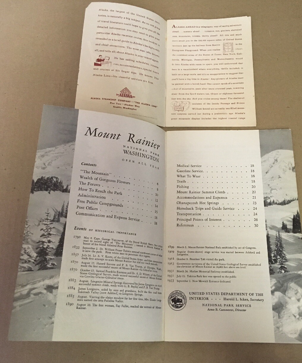 Travel Guide Lot -5- 1940 Alaska 1939 Washington 1938 Mexico 1937-38 West Indies