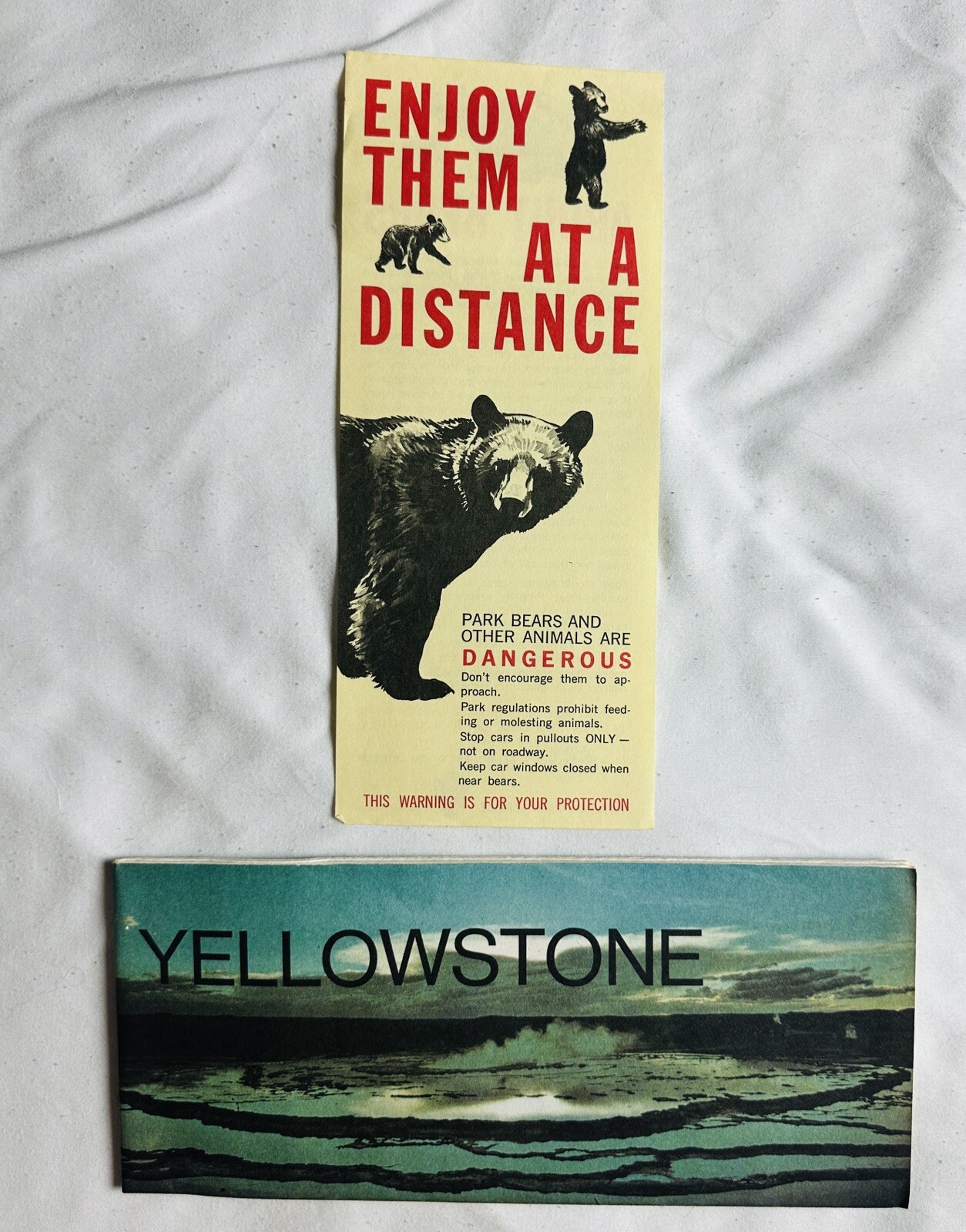 Lot of 2 1975 & 1969 Travel Brochures Yellowstone National Park Map Ephemera