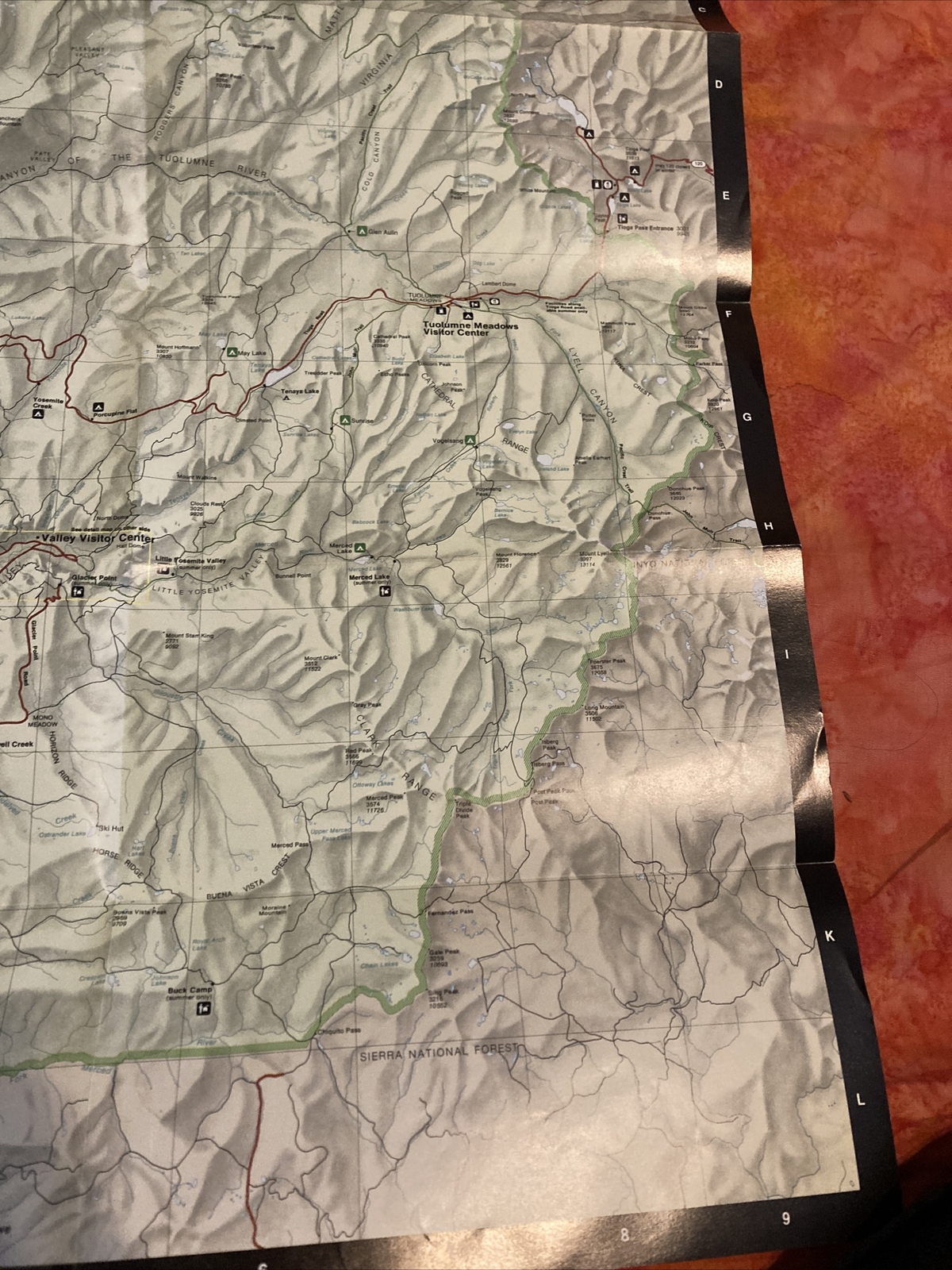 1988 Reprint Yosemite National Park Guide Map Double Sided 17 X 24 Inches