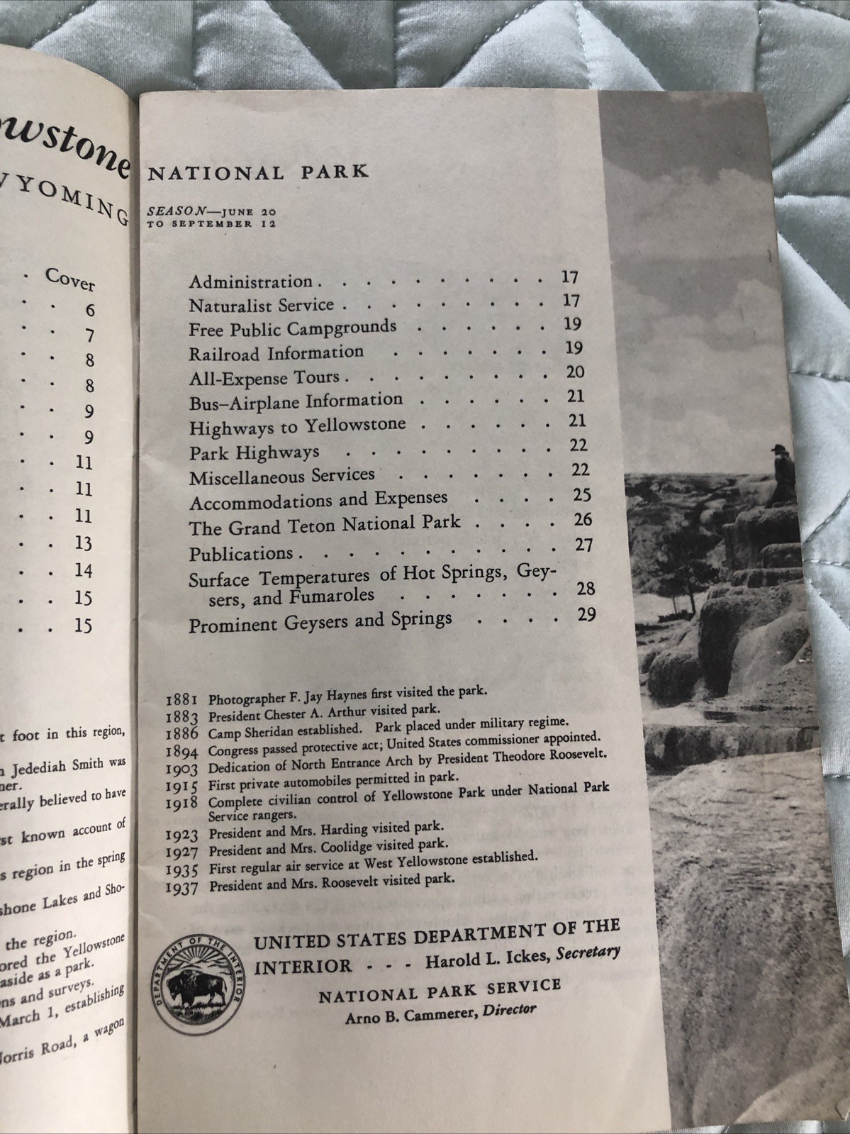 1939 Yellowstone National Park Montana 1967 Big Sky Country Map