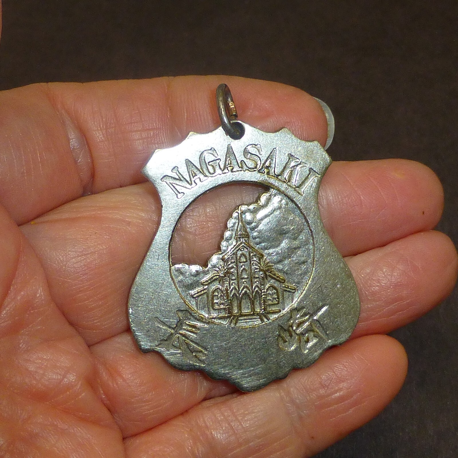 Rare old vintage Nagasaki National Park Naples in the Orient metal pendant