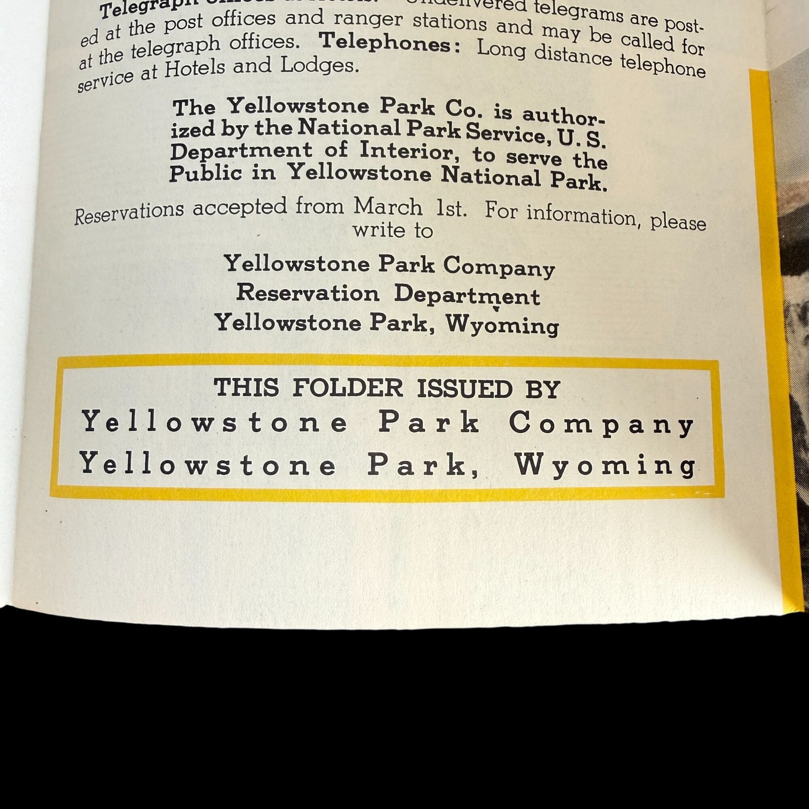 Yellowstone National Park 1957 Brochure Map Hotels Cottages Lodges Cabins Info