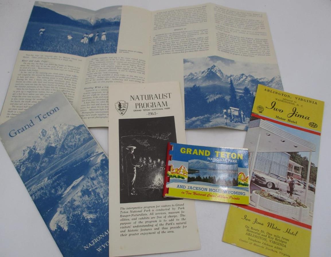 Vtg 60s Grand Teton Park Jackson Hole WY Wyoming Brochure Mini Photo Album Pics
