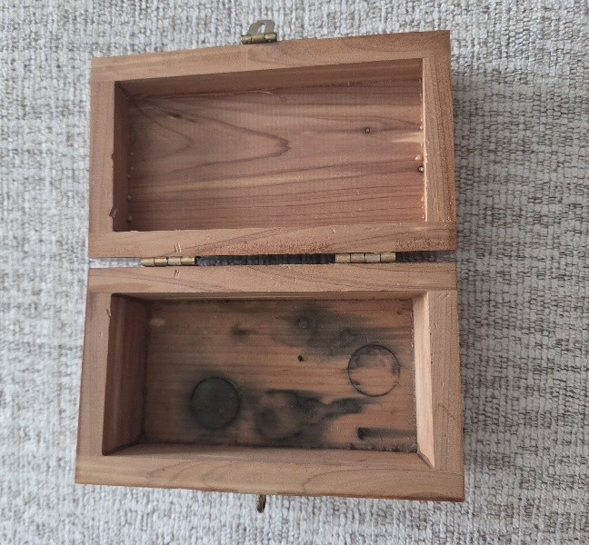 Vintage Souvenir Plymouth Massachusetts Wood Cedar Mini Chest Gold Band Clasp