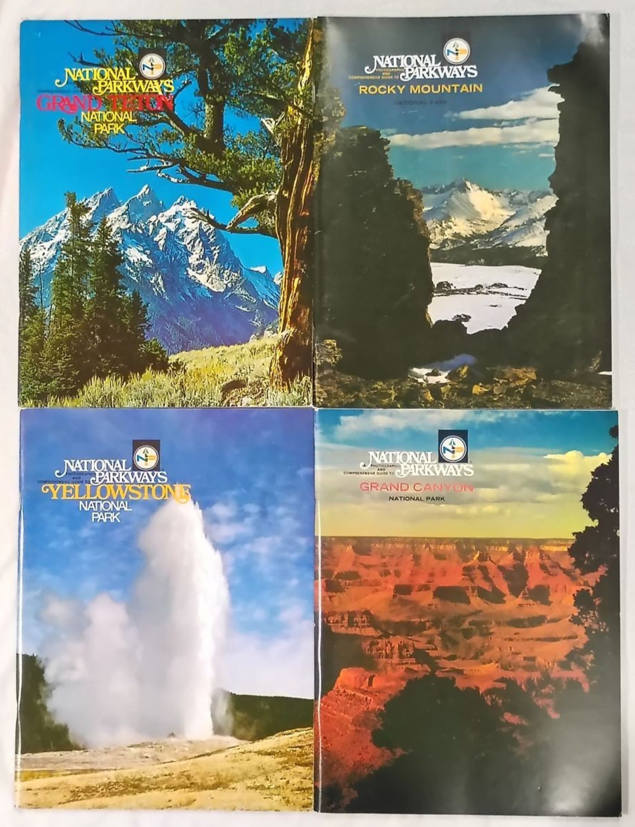 Lot 4 Vintage National Parkways Guides Rocky Mtn Yellowstone Grand Teton Canyon