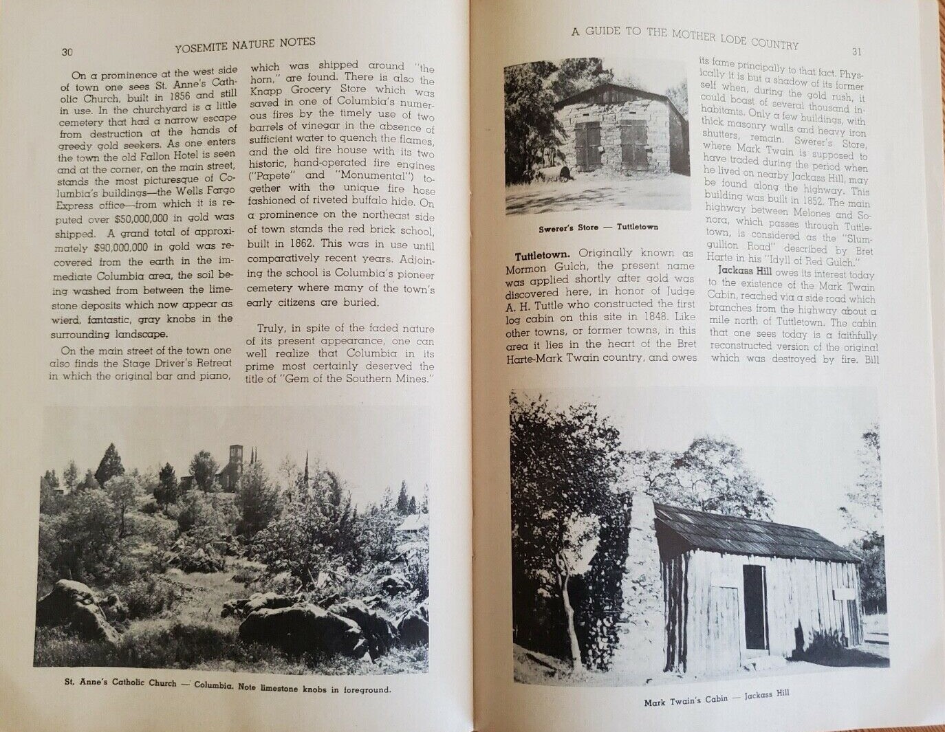 Vintage Guide Mother Lode Country Yosemite CA History 1958