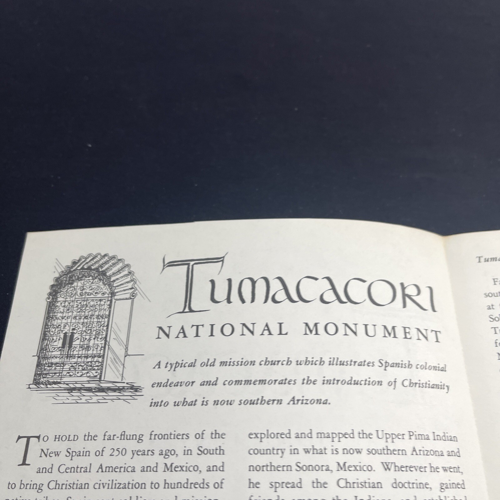 Vintage 1956 Tumacacori National Monument Brochure Pamphlet Map Guide Info AZ