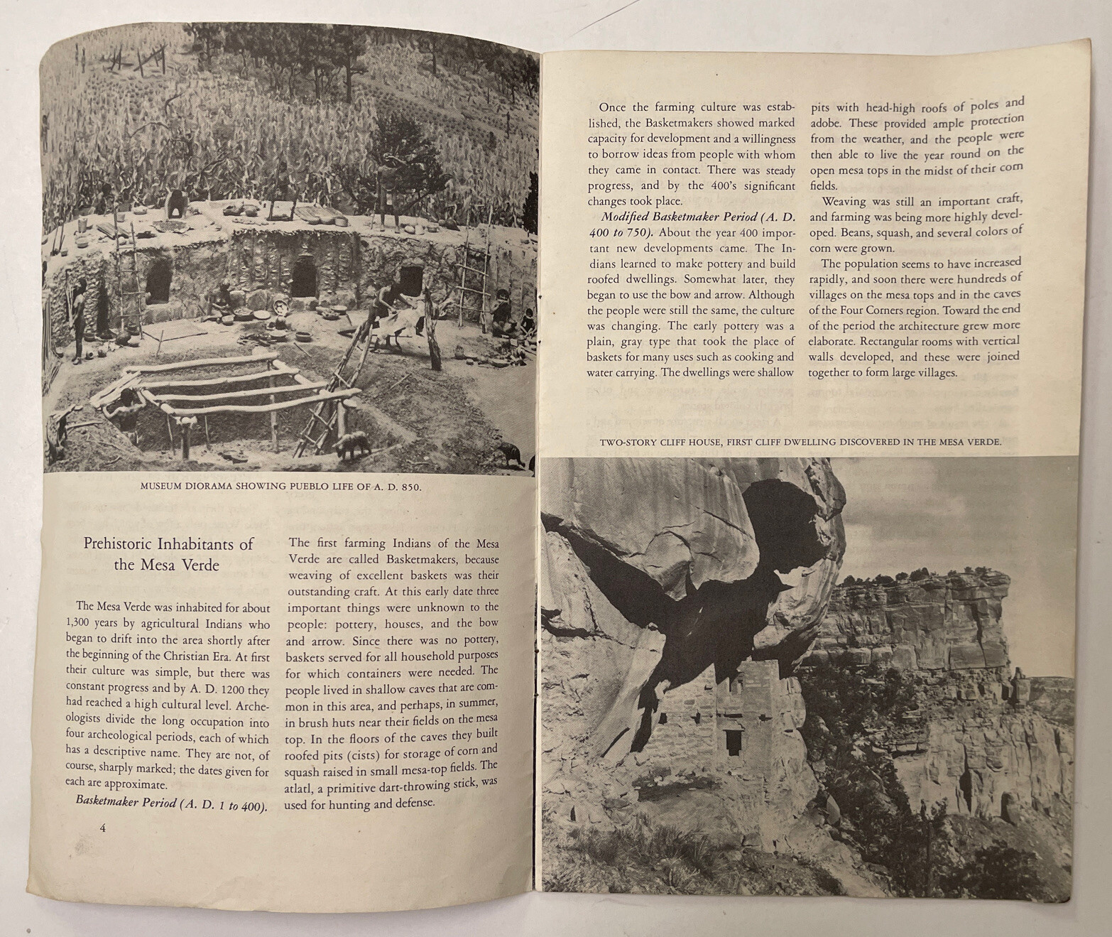 Mesa Verde National Park Colorado 16 pages 1956 brochure with map