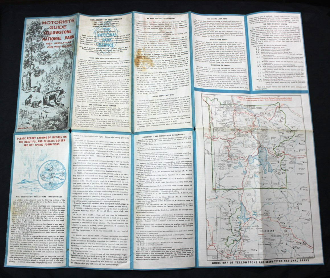 VINTAGE ORIGINAL MOTORISTS GUIDE TO YELLOWSTONE NATIONAL PARK SEASON 1931