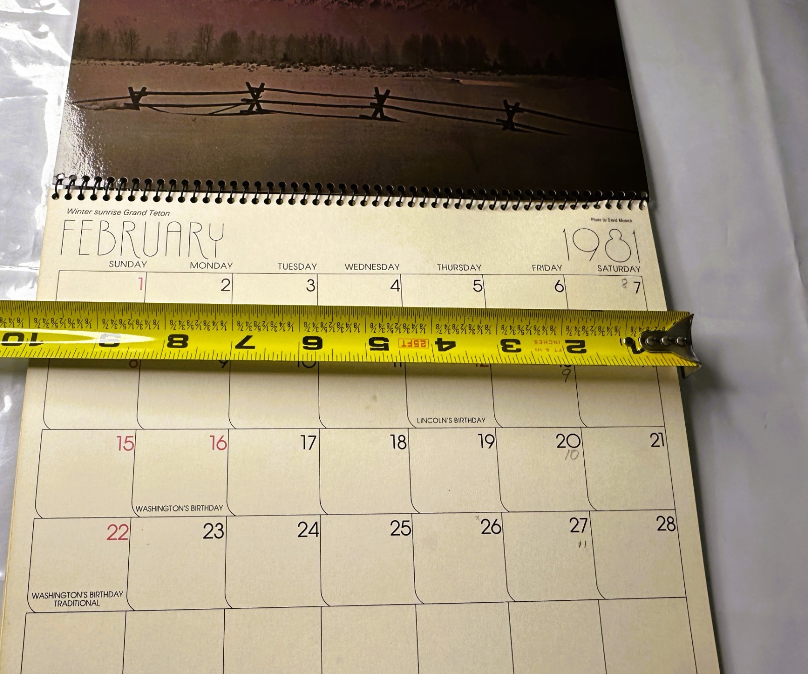 1981 Yellowstone & Grand Teton National Parks Wyoming Color Calendar Spiral Hang
