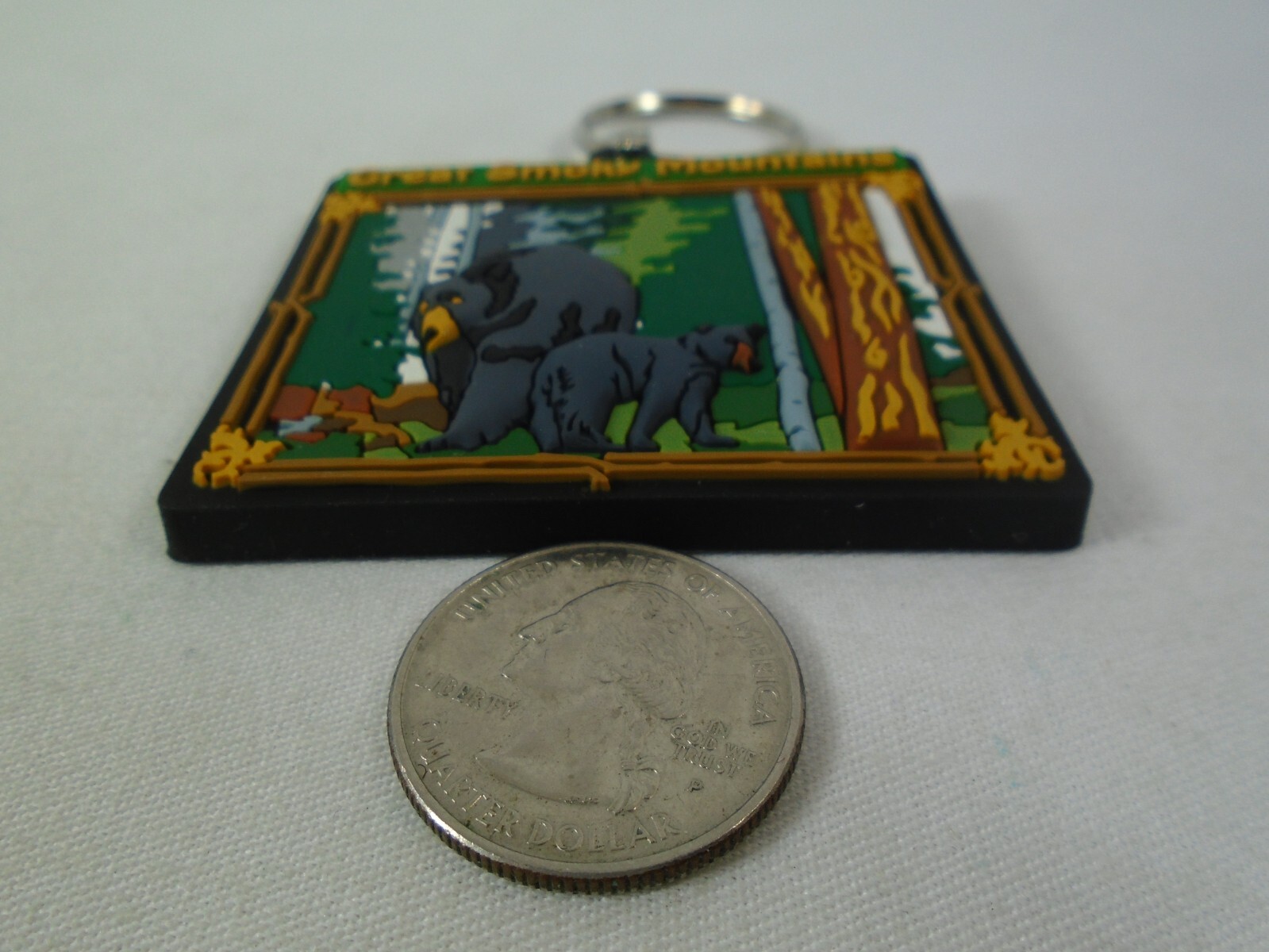 Great Smoky Mountains Black Bear & Cub Keychain Souvenir Ring Fob National Park