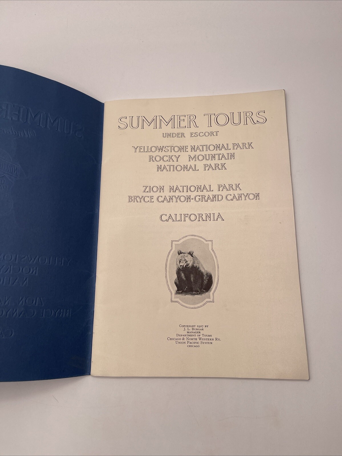 Summer Tours Under Escort Yellowstone/Rocky Mountains/Etc.. 1927