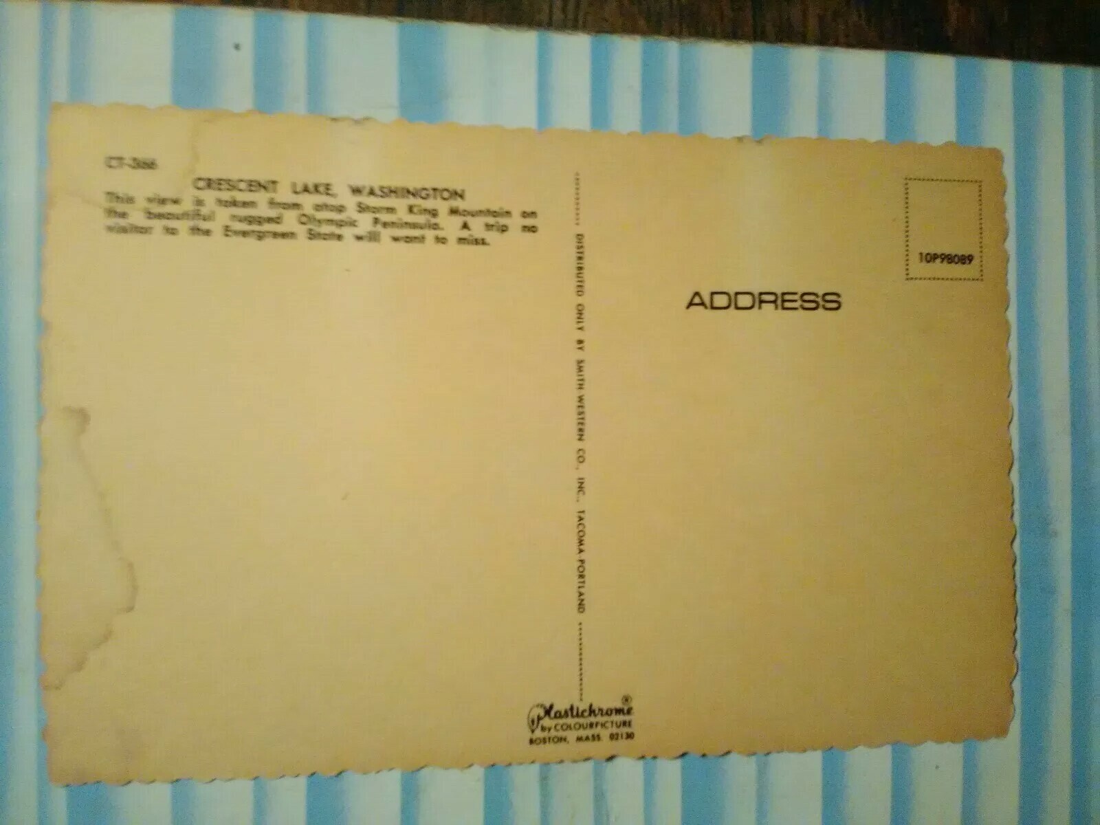 VINTAGE POST CARD AERIAL VIEW CRESCENT LAKE WASHINGTON