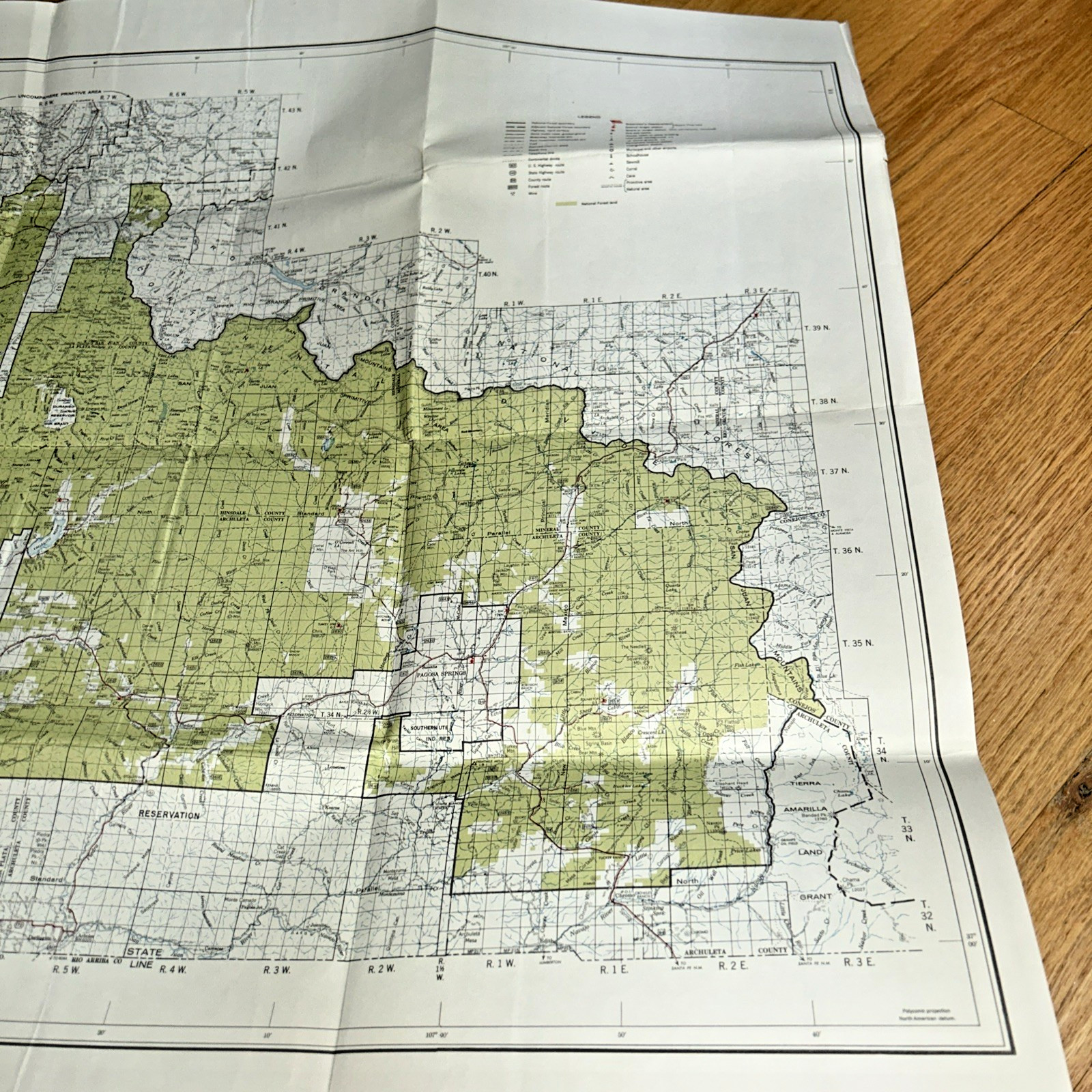 1960 SAN JUAN NATIONAL FOREST, Colorado Map U.S. FOREST SERVICE 22″ X 34″