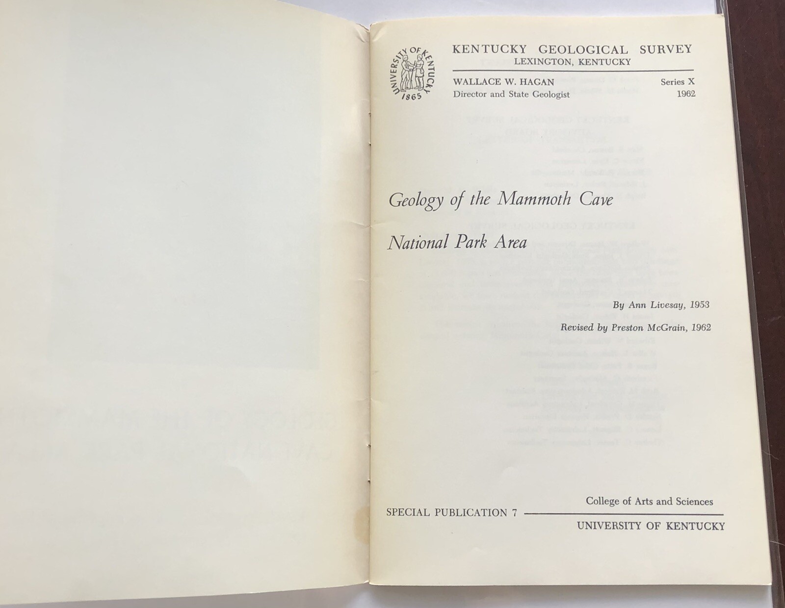 Geology of Mammoth Cave National Park Area Kentucky Geo Survey Booklet 1962
