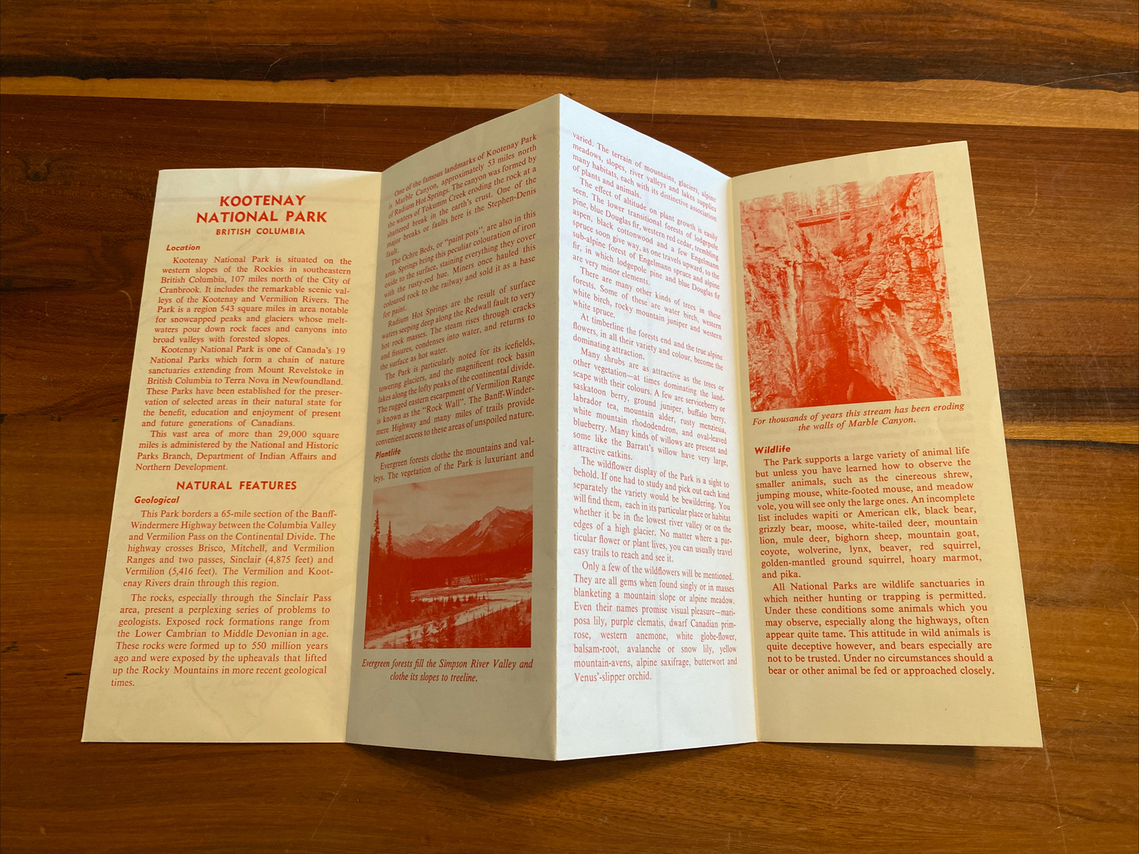 Vintage 1968 Kootenay National Park Map Brochure – British Columbia Canada e7