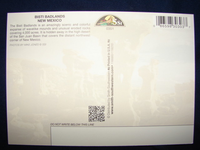 Bisti Badlands De-Na-Zin Wilderness Rock Formation New Mexico Postcard
