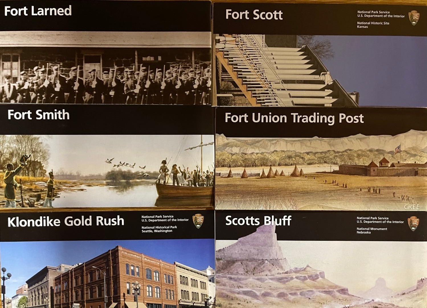 6 Different Unigrids/Brochures from National Park Service Old West Sites