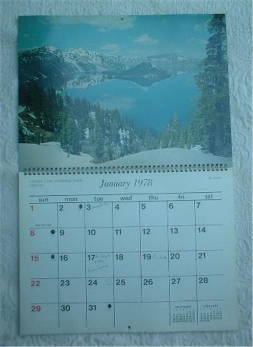 1978 AMERICA’S NATIONAL PARKS & MONUMENTS PICTORIAL CALENDAR ~BIG BEND YOSEMITE+