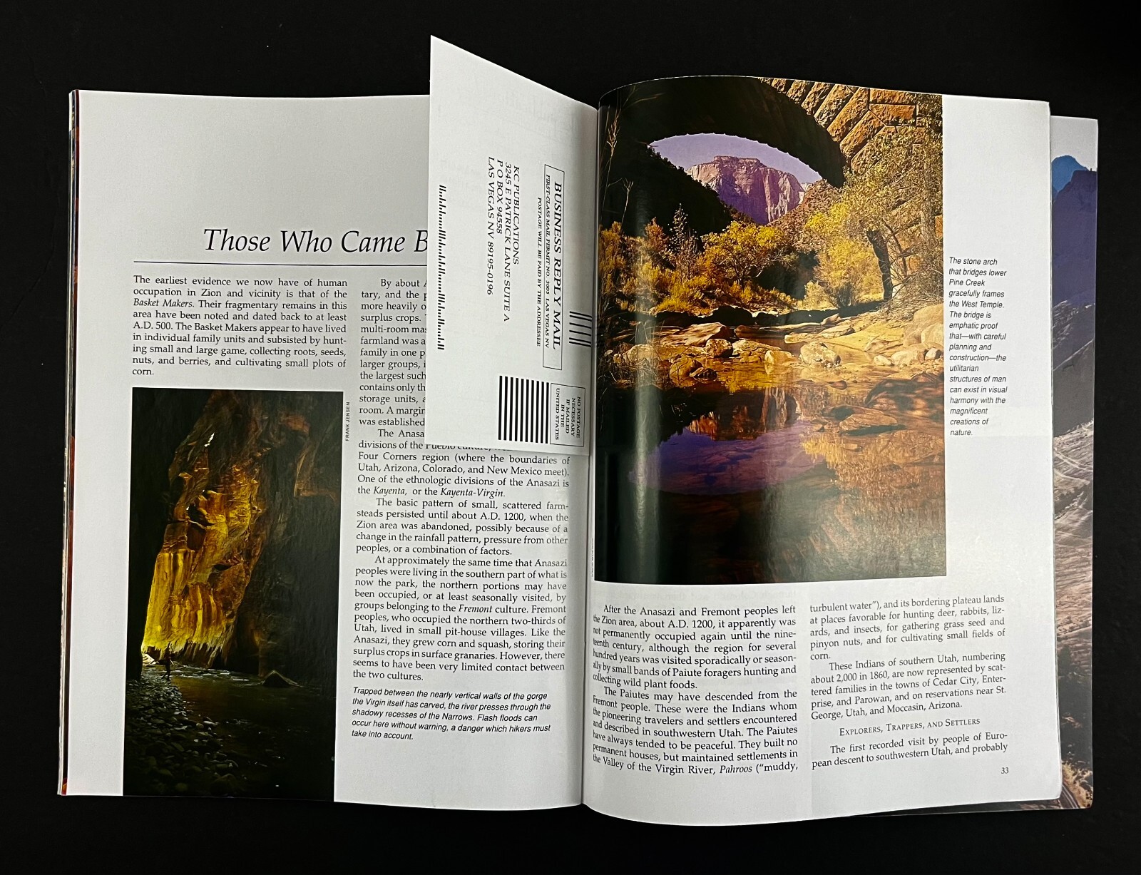 1996 Zion National Park Story Behind Scenery Vintage Travel Photo Guide Book