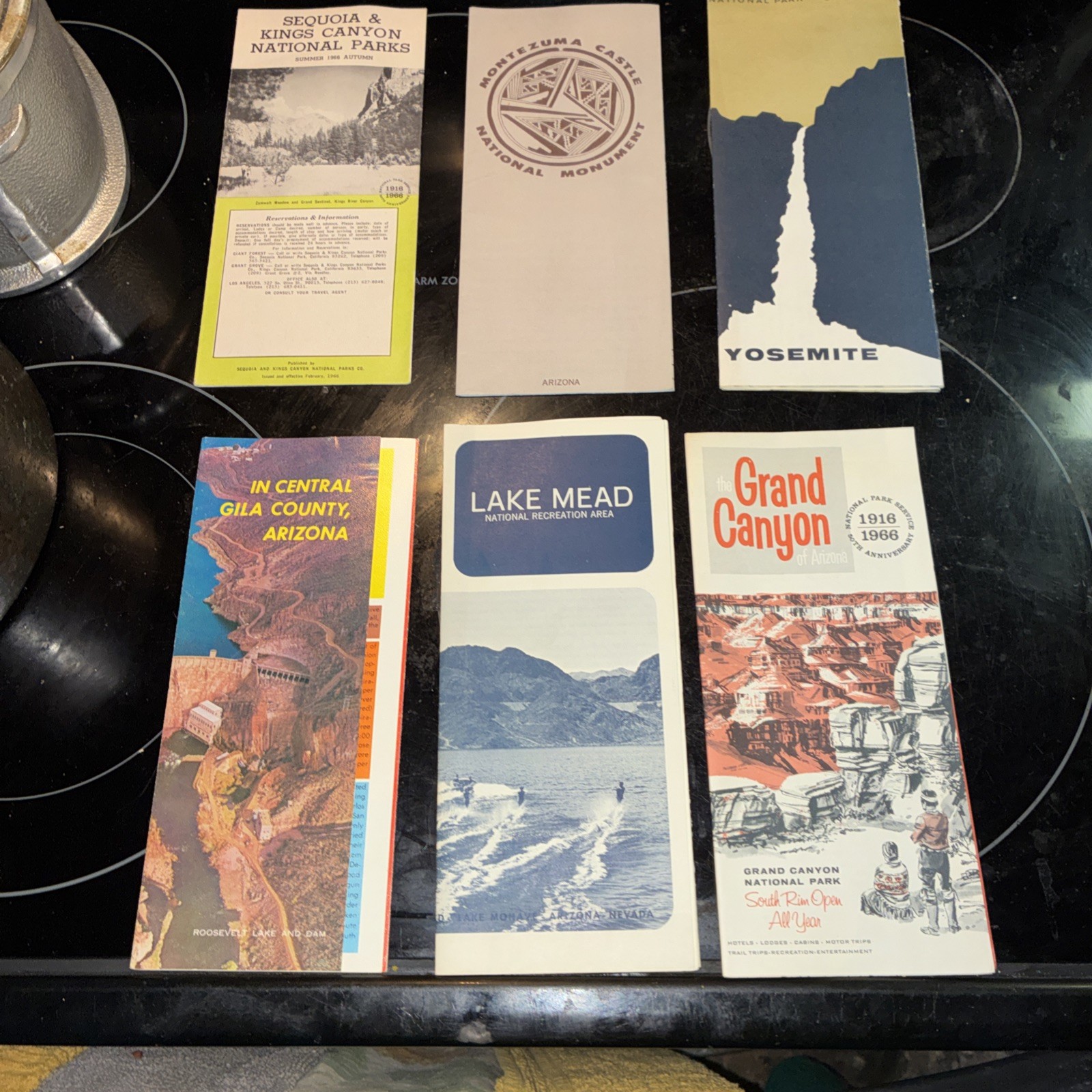 1966 Lot Of 6 National Park Brochure Grand Canyon Sequoia Mead Others