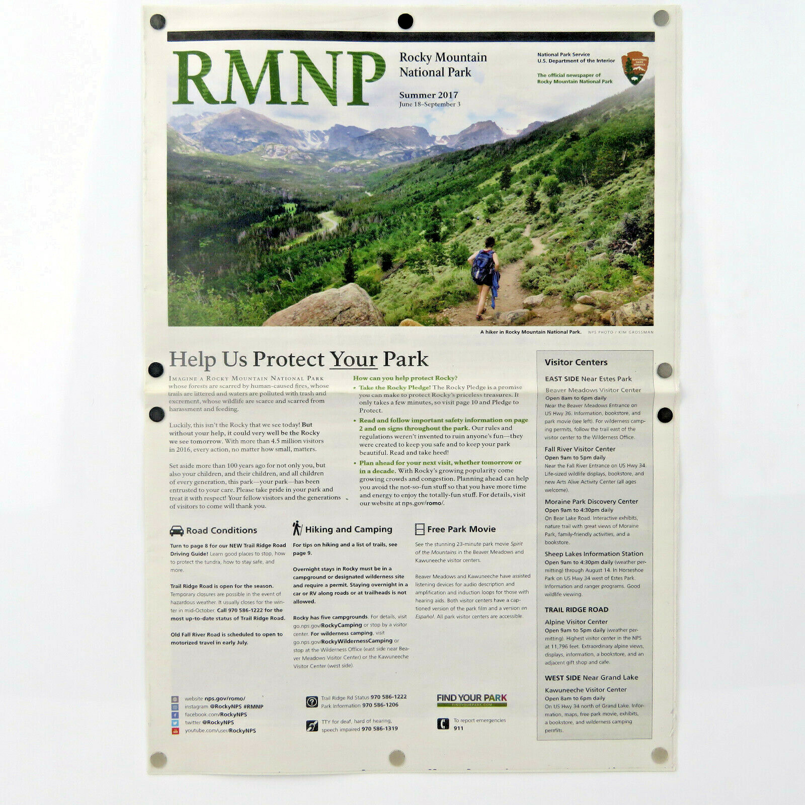 Rocky Mountain National Park Newspaper, Summer 2017, Nat’l Service