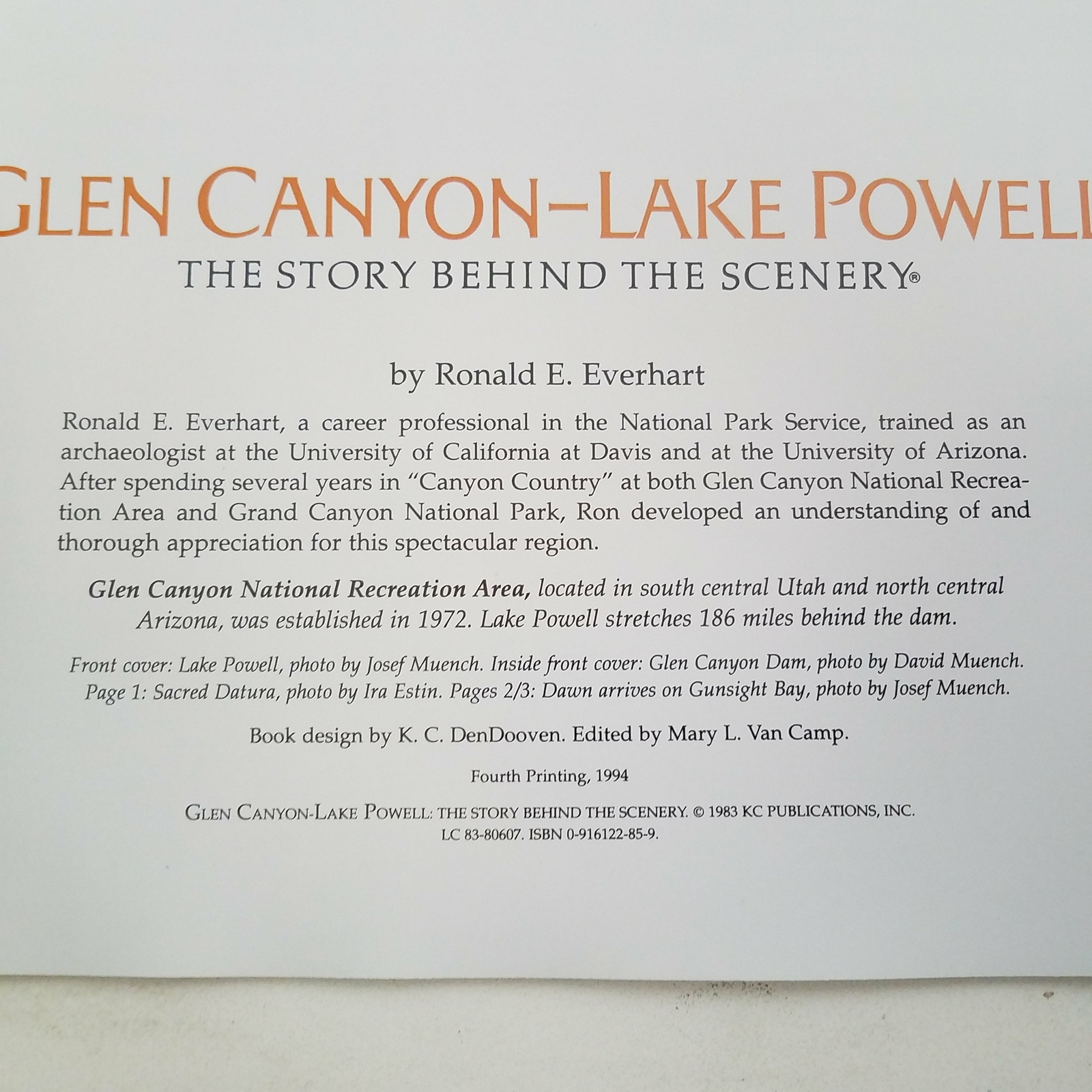 Glen Canyon-Lake Powell – The Story Behind The Scenery 1994 0916122859