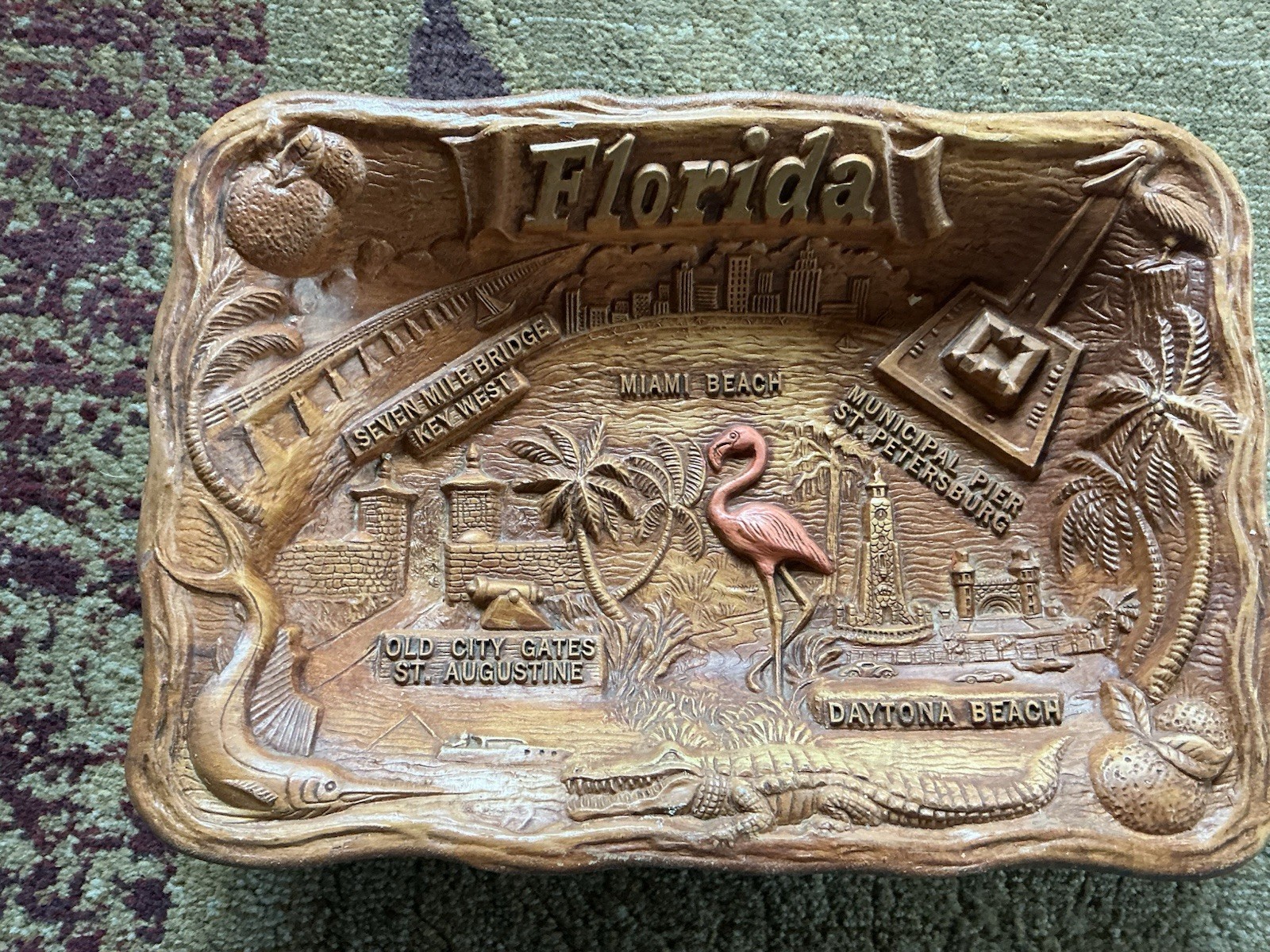 (8) Vintage Faux Wood Souvenir And Other Trays – TACO, Burwood, Silberne, Arrow