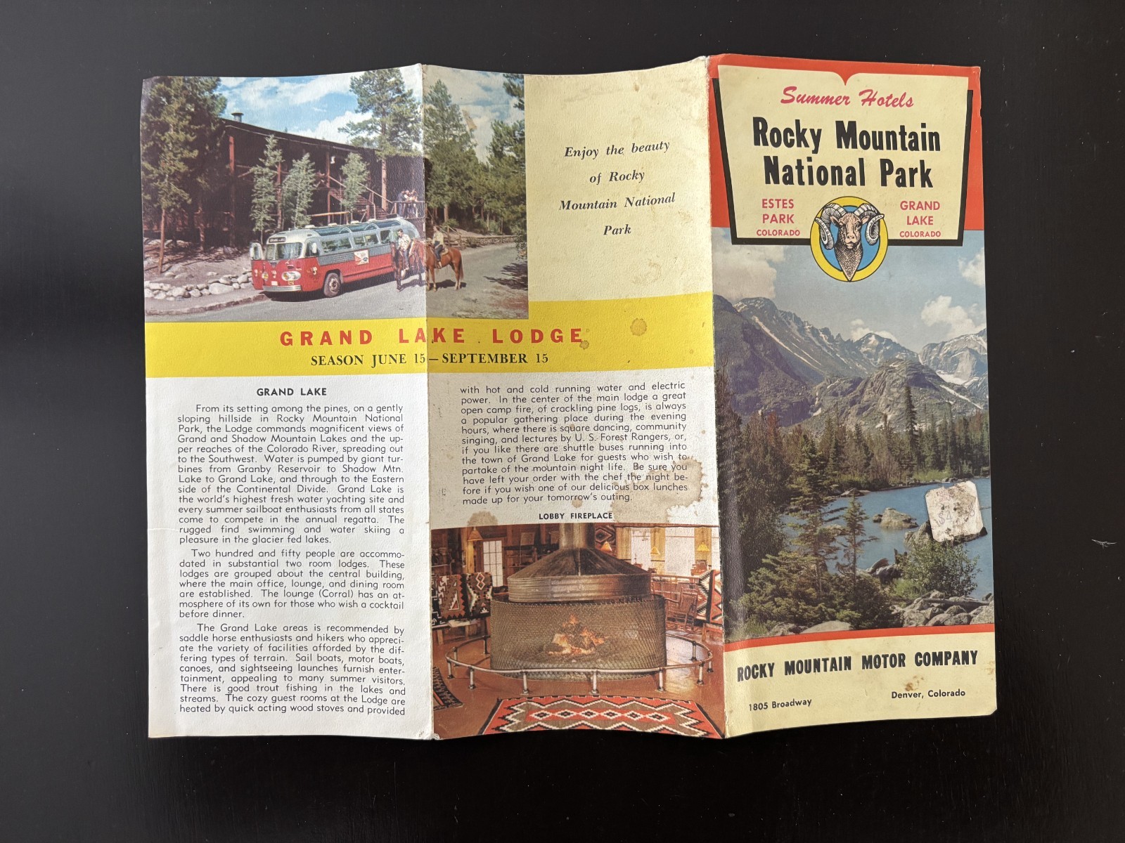 1950’s Rocky Mountain National Park Brochure – Rocky Mountain Motor Company