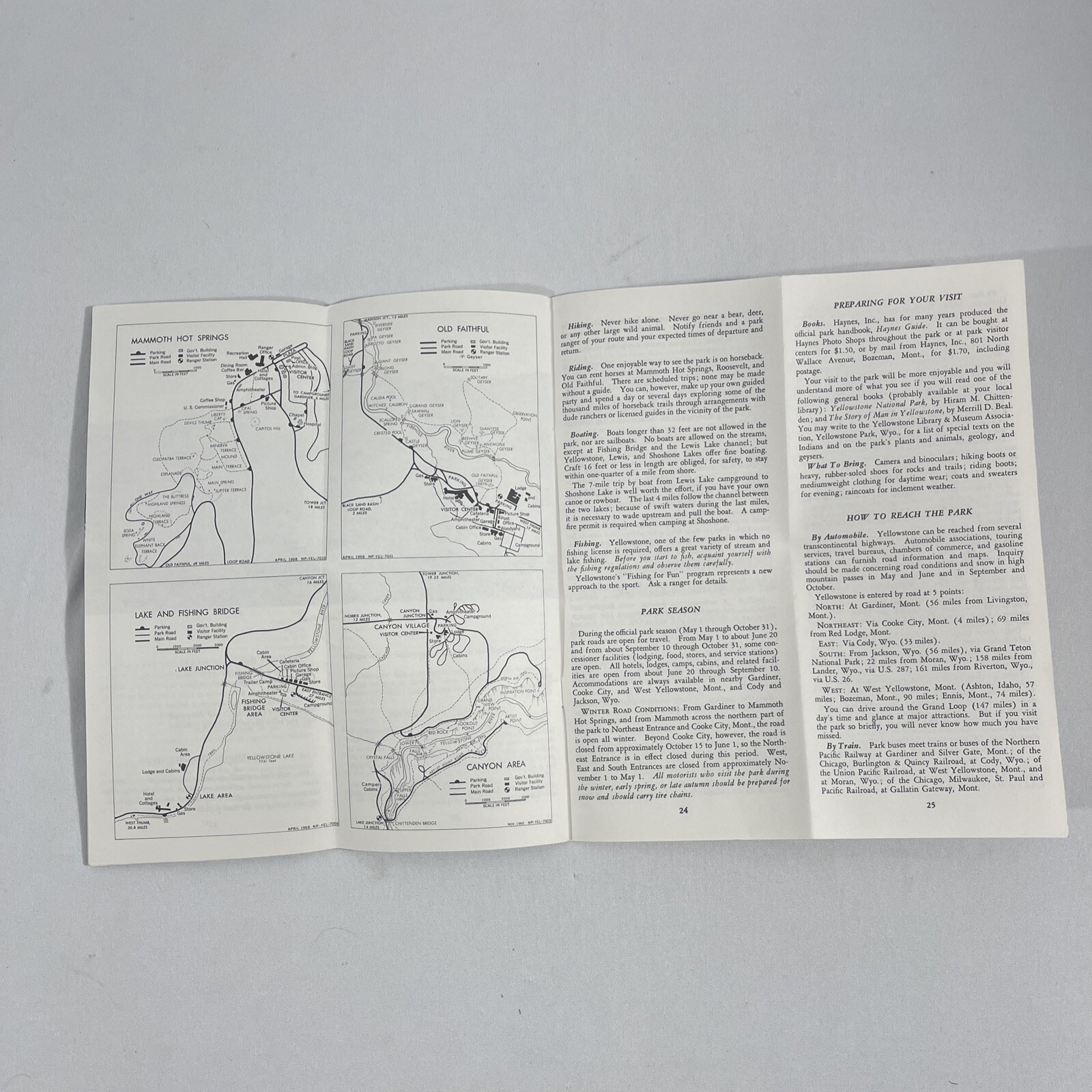 VTG Yellowstone Guide to Upper Geyser Basin National Park Map W/ Info Booklet