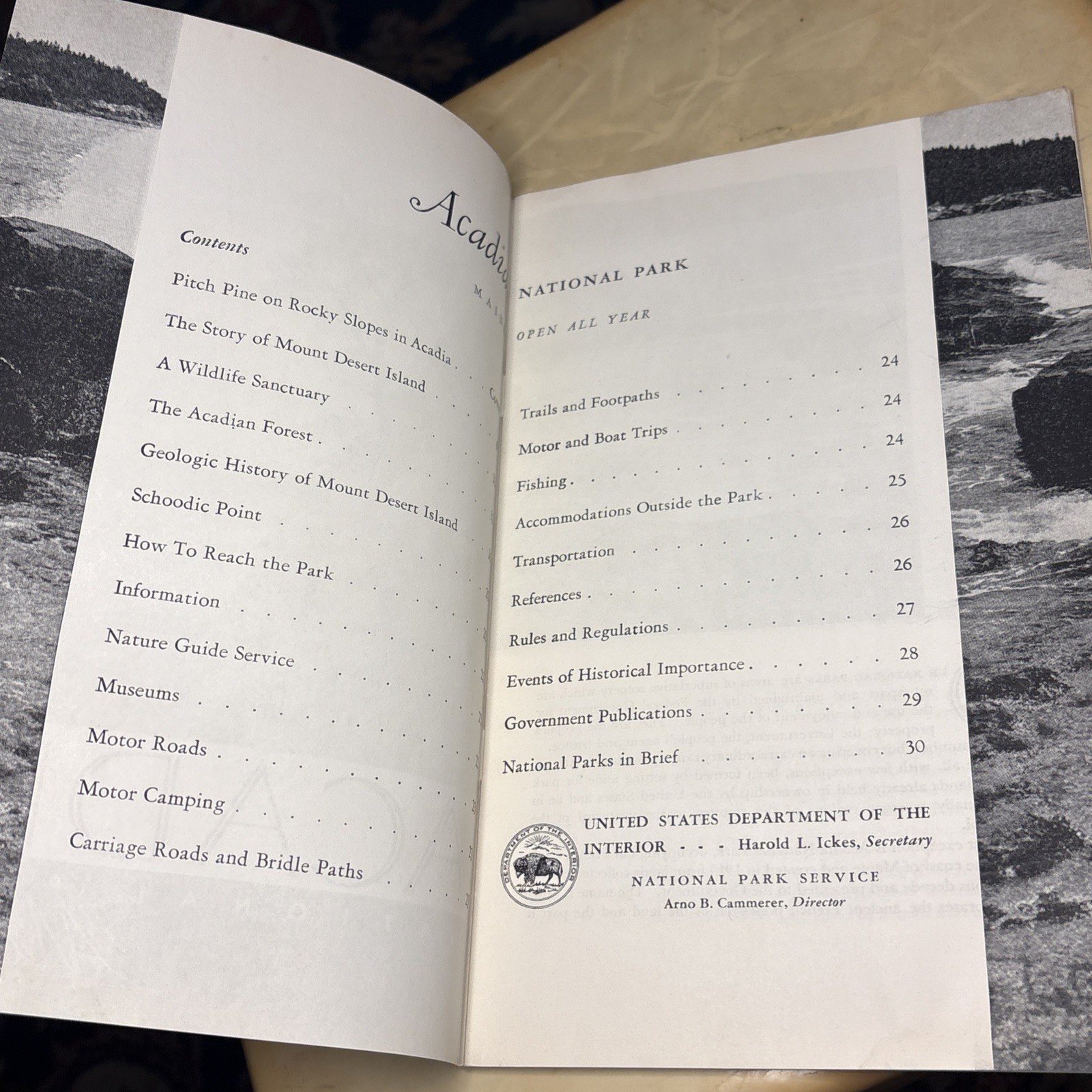 1939 Acadia National Park Maine National Park Service Guide Brochure History