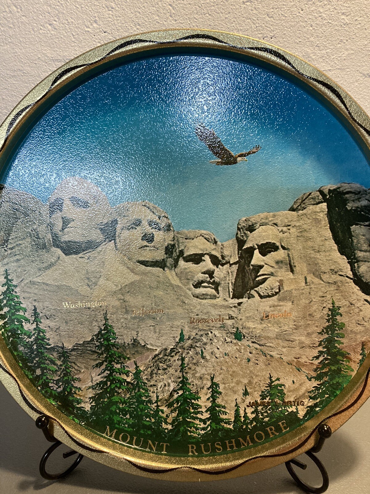 Vintage Mount Rushmore Metal Tin Collector Souvenir Plate Tray 11 Inch