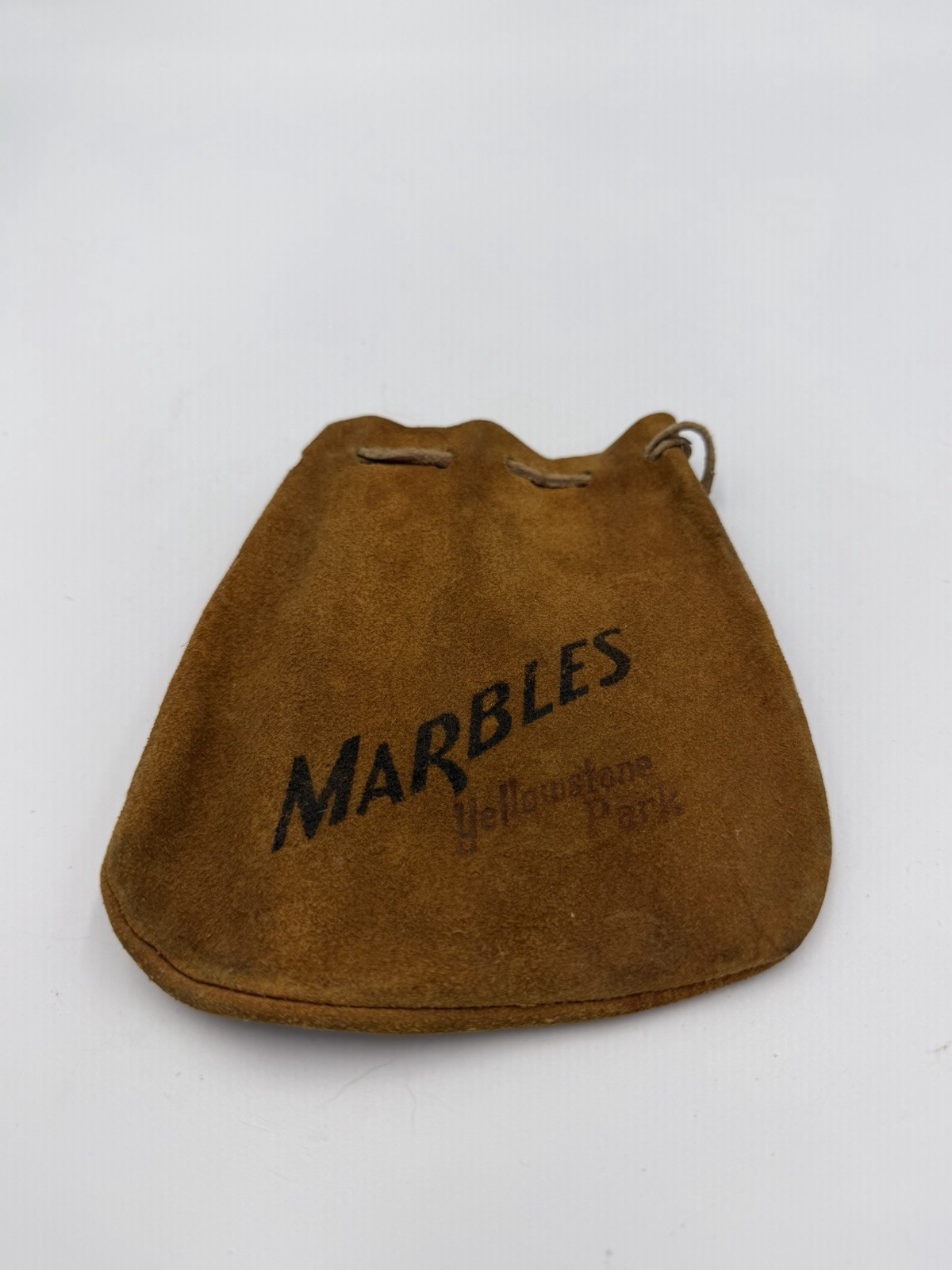 Marble Bag Vintage 1950s Yellowstone Park Suede Leather Souvenir Pouch