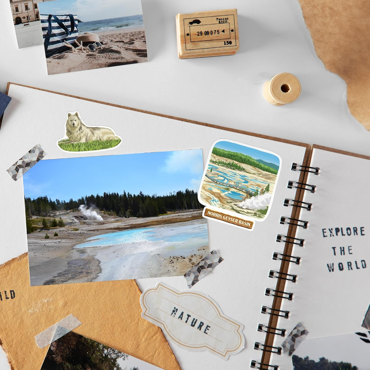 Yellowstone National Park Stickers (28Pcs) – Hand-Illustrated, America, Nature-T