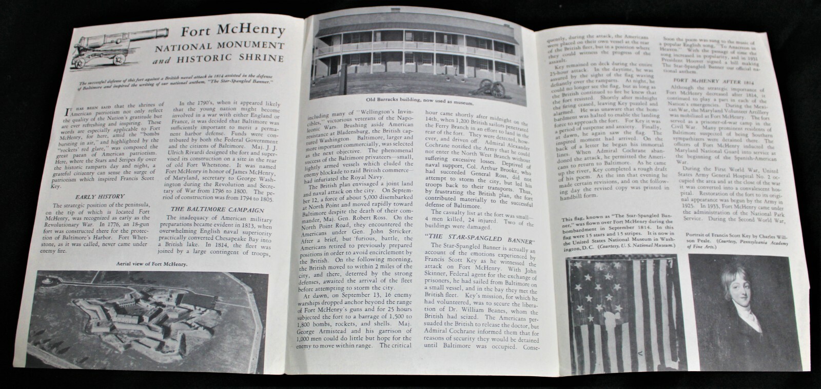 FORT McHENRY NATIONAL MONUMENT MARYLAND OFFICIAL SOUVENIR BROCHURE GUIDE 1955