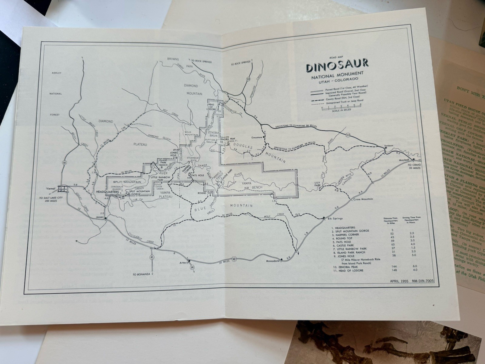 Vintage 1955 Dinosaur National Monument Postcards Brochure Map License Lot