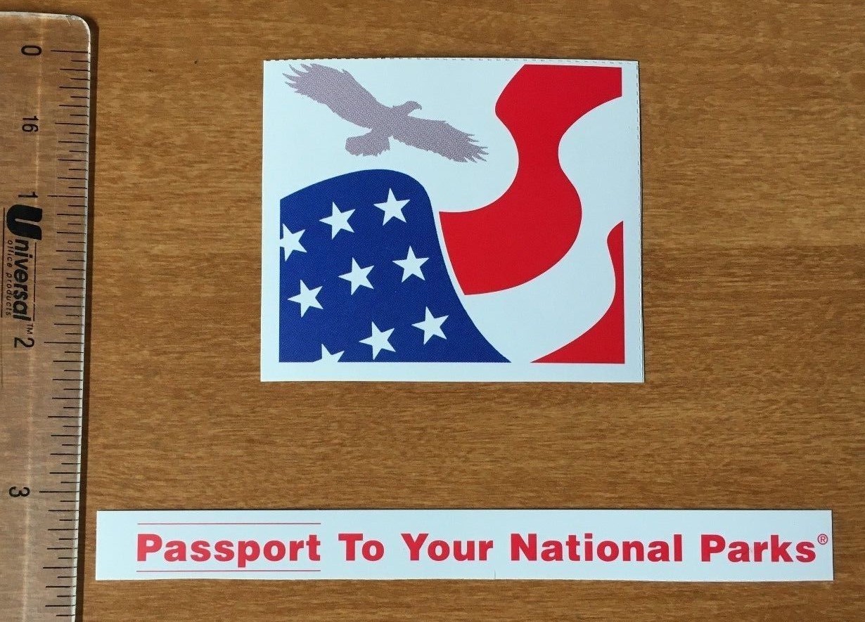 Two(2) NPS Passport To Your National Parks logo decal stickers US Flag Eagle 