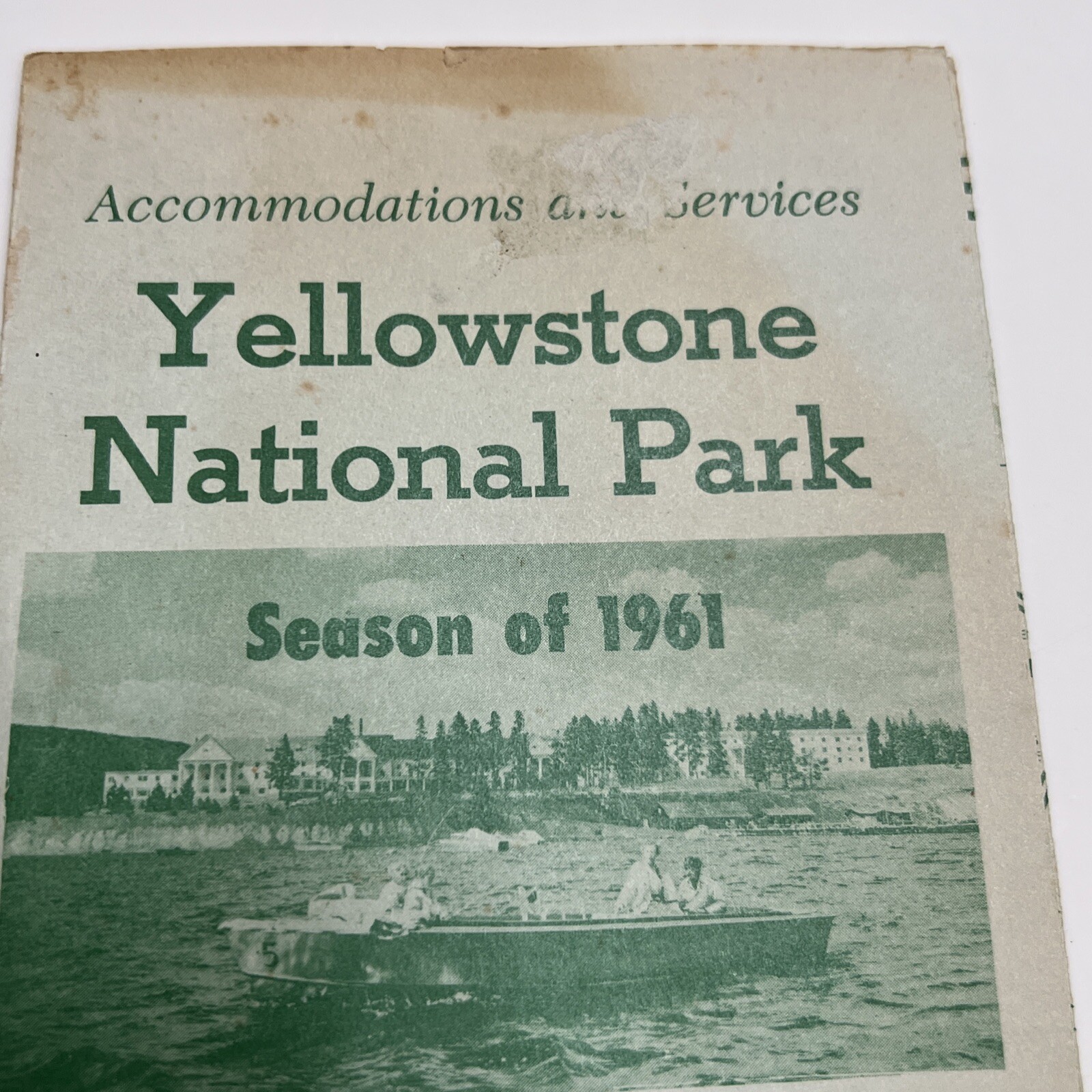 RARE Vintage 1961 Brochure YELLOWSTONE NATIONAL PARK W Fold Out Map & Rates Ect