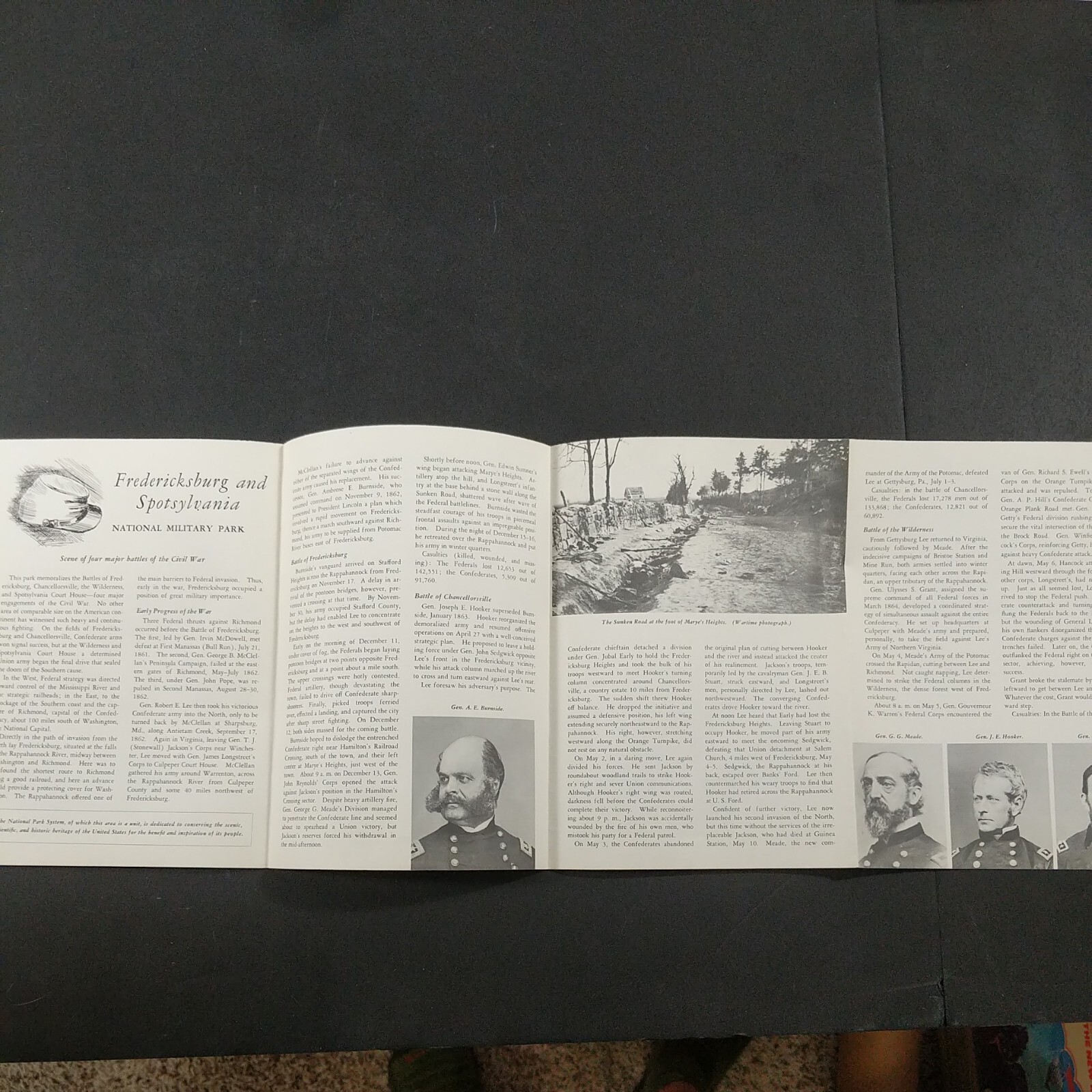 1957 Fredericksburg Spotsylvania National Military Park Brochure Pamphlet Map