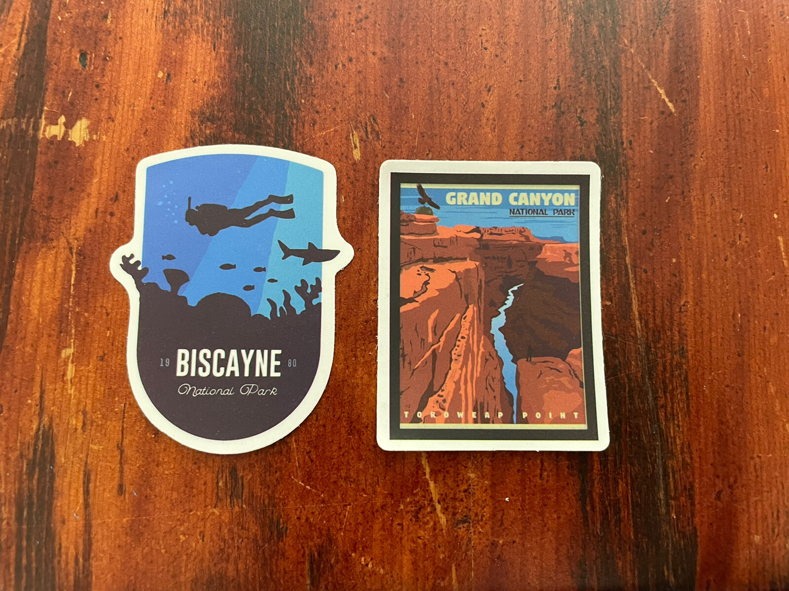 2 Set Biscayne & Grand Canyon National Park Outdoor Wilderness Sticker Decal