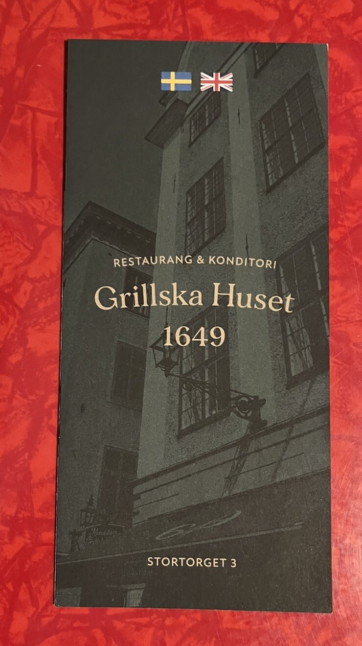 GRILLSKA HUSET RESTAURANT – STOCKHOLM SWEDEN BROCHURE in English