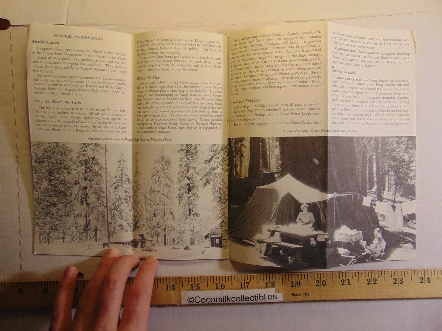 Vintage 1956 Sequoia and Kings Canyon National Parks California Brochure & Pass