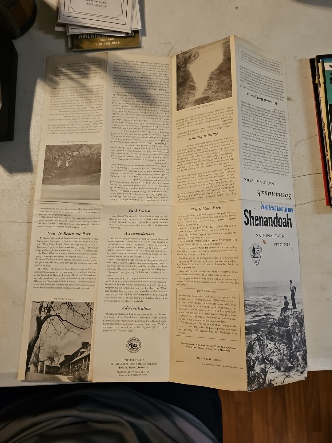 Vintage 1953 Shenandoah National Park Virginia Travel Motorists Guide Map READ