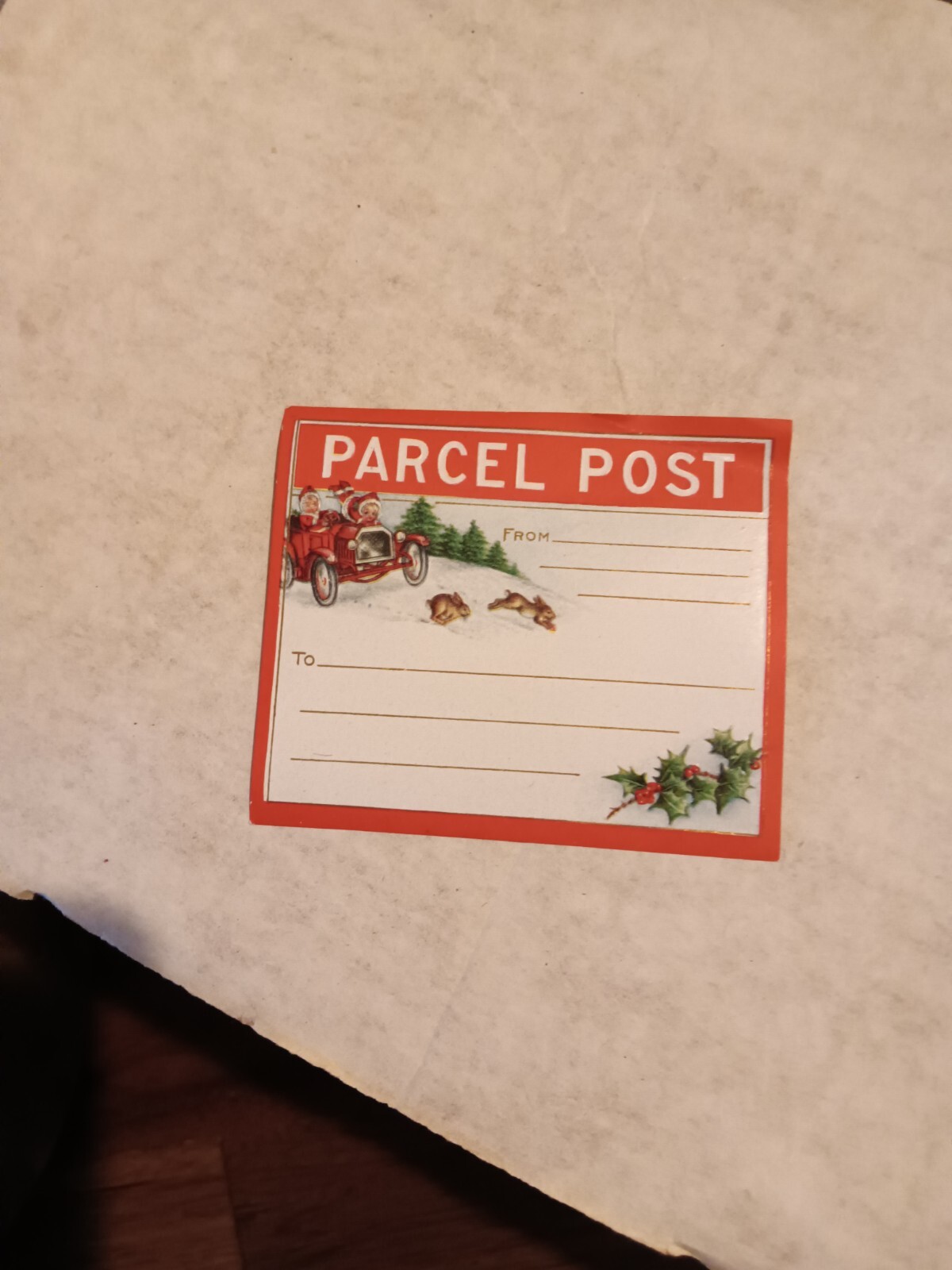Vintage 1920s Parcel Post Sticker Holiday Issue